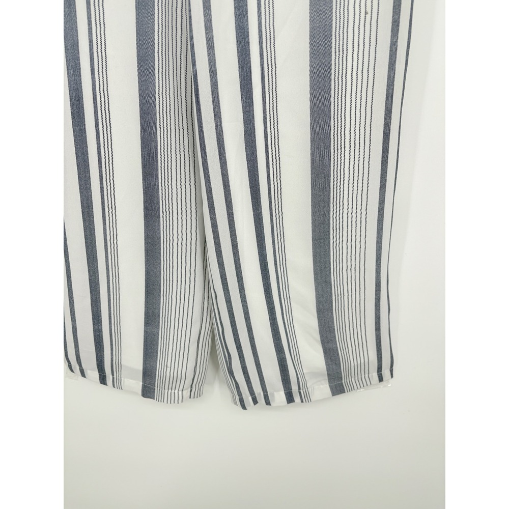 Japna Striped Jumpsuit Tie Front Smocked Cropped Jumpsuit Blue White Size XS - Picture 5 of 9